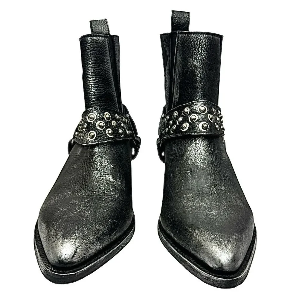 Mezcalero Men’s Black Leather Ankle Boots Western Handmade Size 10 Medium